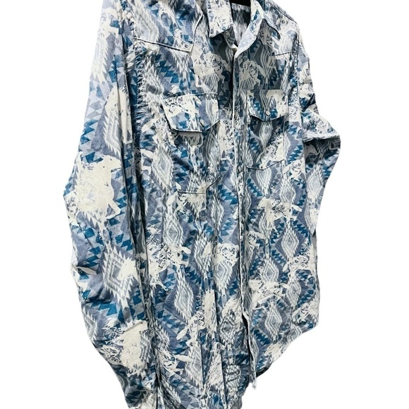 Wrangler Aztec Horses Pearl Snap Long Sleeve Button Down Women's Shirt Size XL - Picture 4 of 7